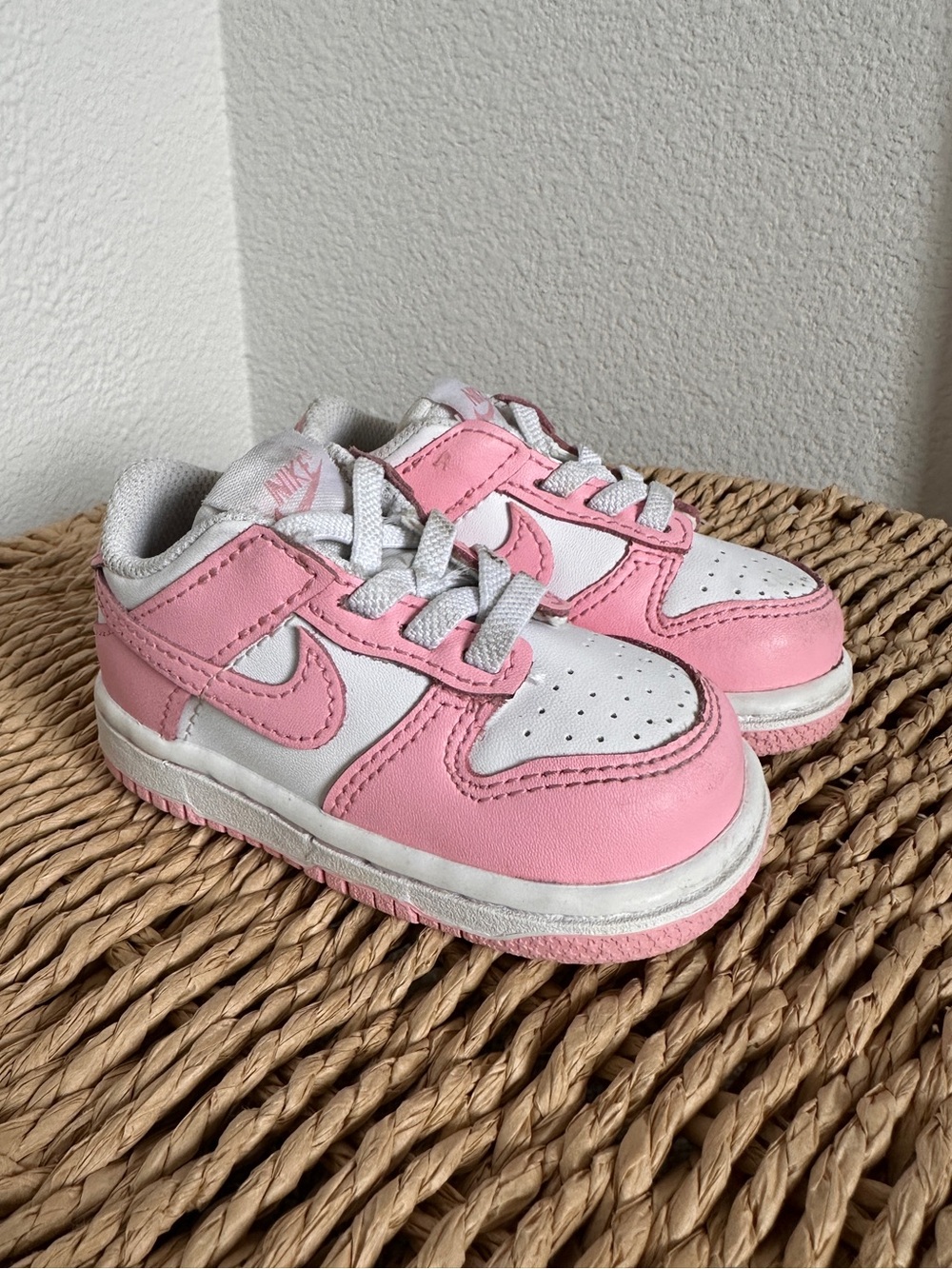 Nike Kids White and Pink Dunks